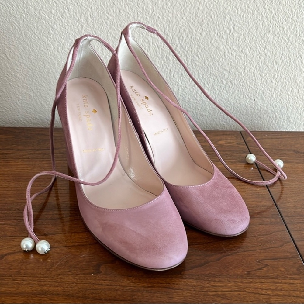 Kate Spade New York Mauve Suede pumps high heels Vero Cuoio Italy